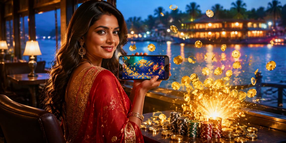 Kerala fishing game played by Indian woman in sari